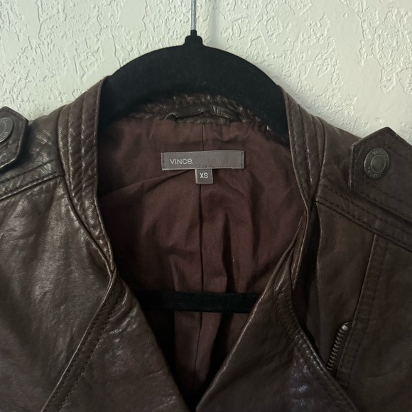 Vince Brown Leather Jacket - Picture 4 of 9